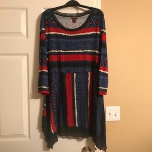 Navy & Red Beaded Shark Bite Top